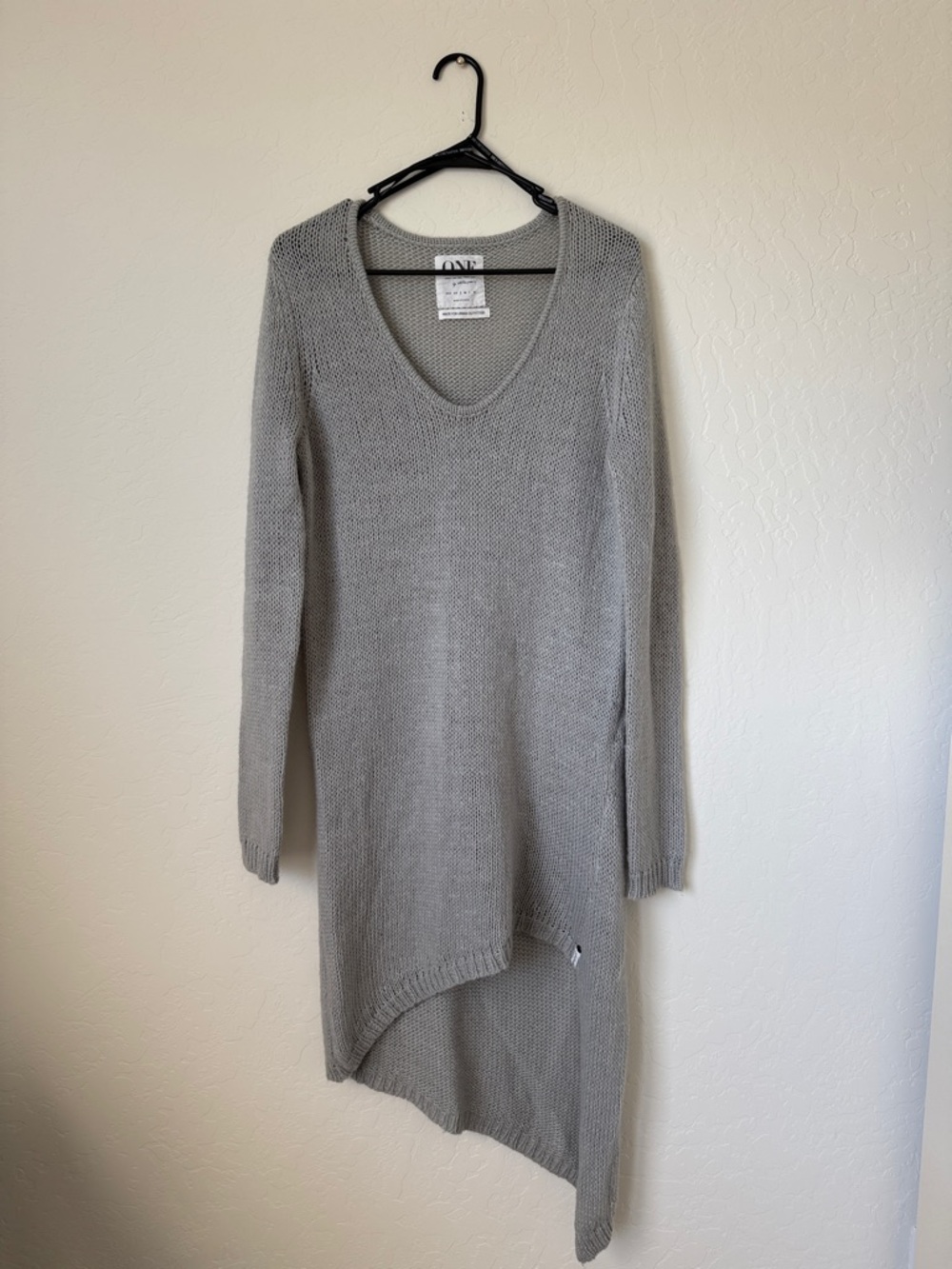 One Teaspoon Urban Outfitters Light Gray Asymmetrical Hem Knit Sweater Dress